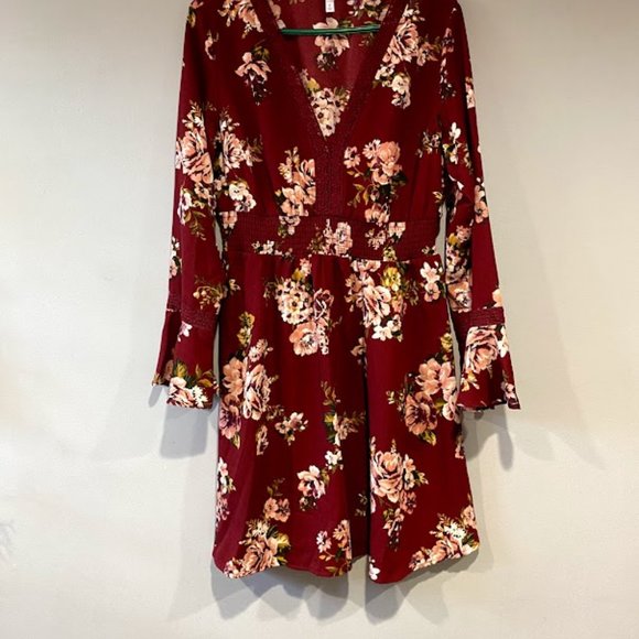 Red Floral Dress-Long sleeve - Picture 3 of 3